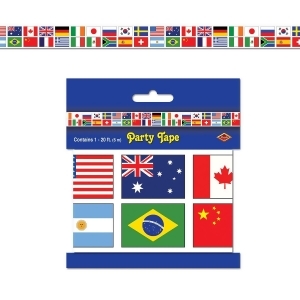 Club Pack of 12 International Flags Party Tape 3 x 20' - All