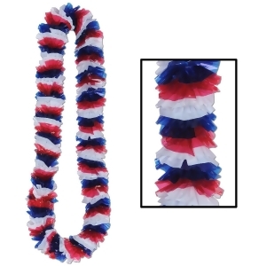 Pack of 48 Red White and Blue Patriotic Soft-Twist Poly Party Leis - All