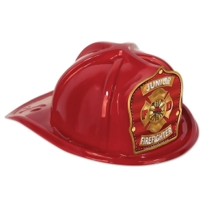 Club Pack of 48 Red Junior Firefighter Hat with Shield Costume Accessories - All