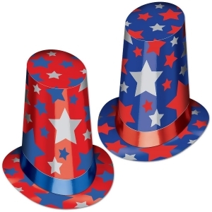 Club Pack of 10 Red White and Blue Patriotic Super Hi-Hat Costume Accessories 13 - All