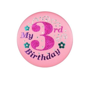 Club Pack of 6 Pink My 3rd Birthday Decorative Satin Buttons for Girls 2 - All