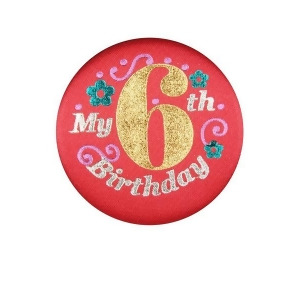 Club Pack of 6 Red My 6th Birthday Decorative Satin Buttons for Girls 2 - All