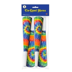 Club Pack of 192 Tie-Dyed Fun Psychedelic Blowout Party Horns 9 - All