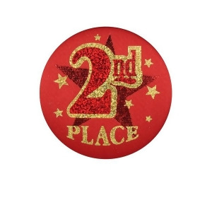 Club Pack of 6 Red 2nd Place Satin Decorative Buttons with Stars 2 - All