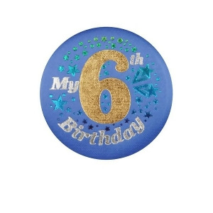 Club Pack of 6 Blue My 6th Birthday Decorative Satin Buttons 2 - All