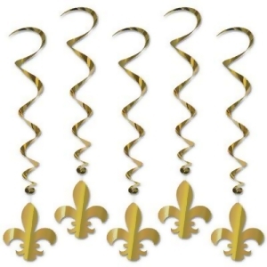 Pack of 30 Gold Mardi Gras Fleur De Lis Metallic Hanging Party Decoration Whirls 36 - All