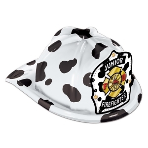 Club Pack of 48 Black and White Dalmatian Print Junior Firefighter Hat Costume Accessories - All