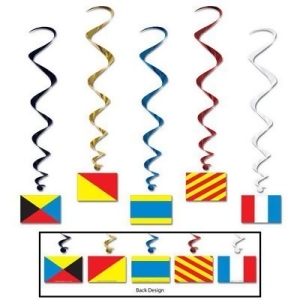 Pack of 30 Assorted Nautical Flag Metallic Hanging Party Decoration Whirls 40 - All