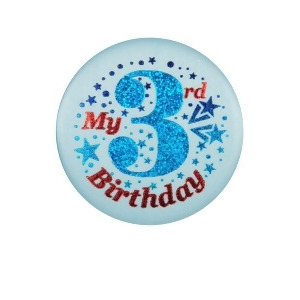 Club Pack of 6 Blue My 3rd Birthday Decorative Satin Buttons for Boys 2 - All