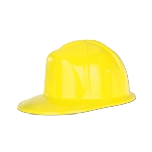 Club Pack of 48 Yellow Plastic Construction Helmet Costume Accessory - All