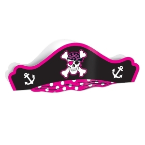 Club Pack of 48 Pink Black and White Printed Pirate Hat Costume Accessories - All