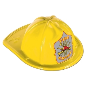 Club Pack of 48 Silver Shield Yellow Plastic Fire Chief Party Hat - All