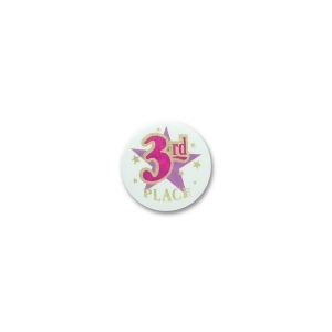Club Pack of 6 White 3rd Place Decorative Satin Buttons with Star 2 - All