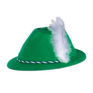 Club Pack of 24 Green Velour Tyrolean Hat Party Accessories - All