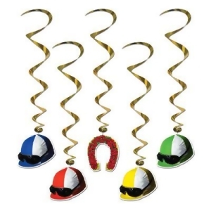 Pack of 30 Assorted Horse Racing Jockey Helmet Hanging Party Decoration Whirls 37 - All