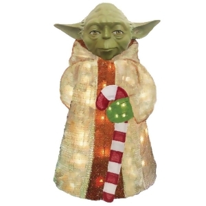 28 Pre-Lit Star Wars Jedi Master Yoda 3-Dimensional Soft Tinsel Christmas Display - All