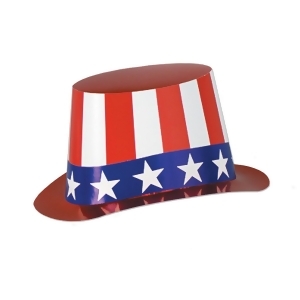 Club Pack of 25 Red White and Blue Patriotic Foil Hi-Hat Costume Accessories - All