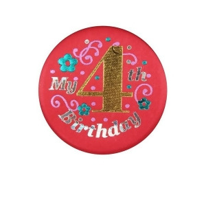 Club Pack of Red My 4th Birthday Decorative Satin Buttons for Girls 2 - All