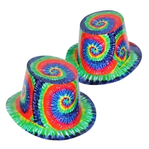 Club Pack of 25 Multi-Colored Tie-Dyed Fun Psychedelic Party Hi-Hats - All