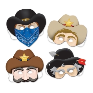 Club Pack of 12 Assorted Western Themed Novelty Masks with Elastic - All