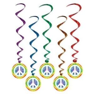 Pack of 30 Tie Dye Peace Sign Metallic Hanging Party Decoration Whirls 38 - All
