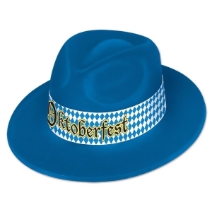 Club Pack of 25 Blue Oktoberfest Velour Fedora Hat Costume Accessories - All