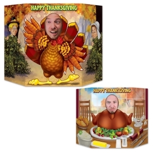 Pack of 6 Double Sided Live Turkey and Roasted Turkey Thanksgiving Stand Up Photo Prop 36 - All