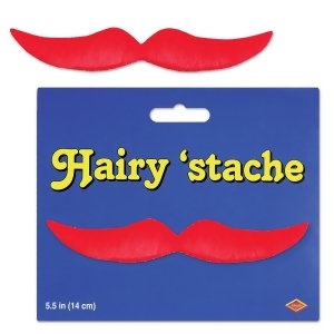 Pack of 12 Red Hairy Mustache Costume Accessories 5.5 - All