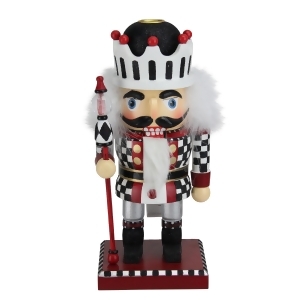 10 White Red and Black Checkered Crown Christmas Nutcracker Tapered Candle Holder - All