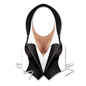 Club Pack of 48 Formal Black Plastic Female Tux Vest with Straps - All