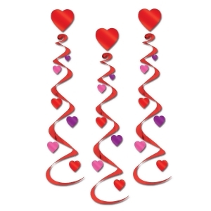 Club Pack of 18 Red Pink and Purple Heart Whirl Valentines Day Hanging Decorations 30 - All