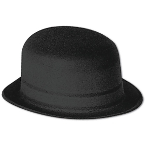 Club Pack of 24 Solid Black Velour Derby Party Hats - All