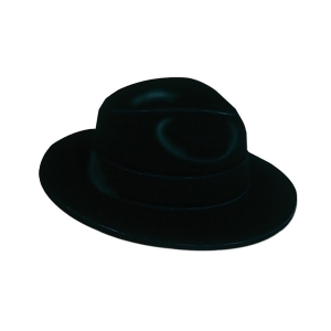 Club Pack of 24 Roaring 20's Black Velour Fedora Novelty Hat - All