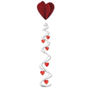 Club Pack of 12 Red and White Jumbo Heart Whirl Valentines day Hanging Decorations 48 - All