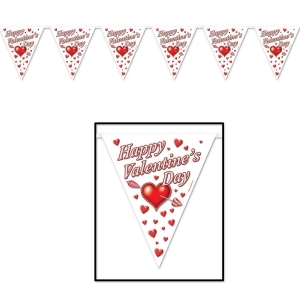 Club Pack of 12 Red and White Happy Valentine's Day Pennant Banner Hanging Decorations - All