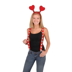 Club Pack of 12 Red and White Valentine's Day Adjustable Suspender Costume Accessories - All