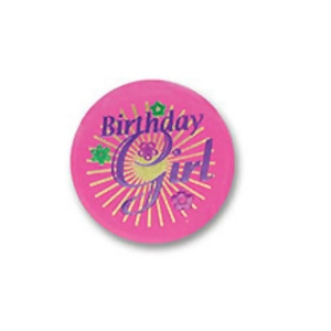 Pack of 6 Birthday Themed Birthday Girl Pink Satin Button Costume Accessories 2 - All