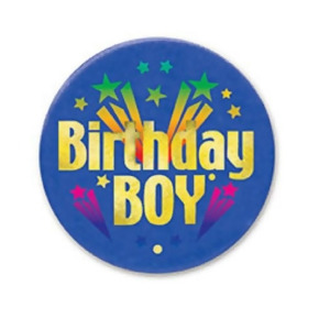 Pack of 6 Birthday Themed Birthday Boy Satin Button Costume Accessories 2 - All