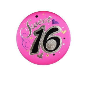Club Pack of 6 Pink Gold and Black Sweet 16 Satin Decorative Buttons 2 - All