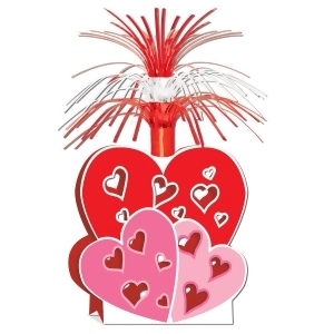 Club Pack of 12 Red Pink and White Metallic Valentine Centerpiece Table Decorations 15 - All