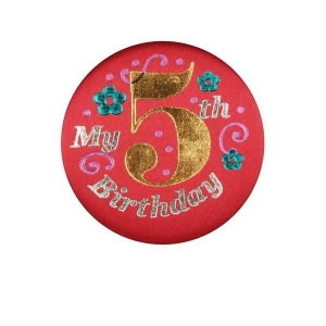 Cluib Pack of 6 Red My 5th Birthday Decorative Satin Buttons for Girls 2 - All