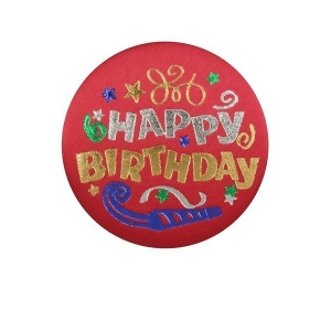 Pack of 6 Red Happy Birthday Decorative Satin Buttons 2 - All