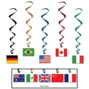 Pack of 30 Assorted 10-Country International Flag Hanging Party Decoration Whirls 38 - All