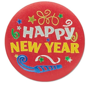 Pack of 6 New Years Themed Happy New Year Satin Button Costume Accessories 2 - All