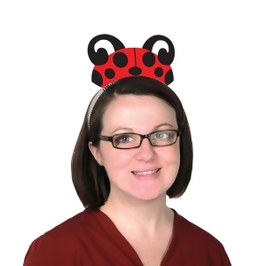 Club Pack of 12 Red and Black Printed Ladybug Party Tiara Headbands - All