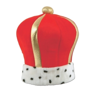 Club Pack of 12 Graceful Red and Gold Plush Imperial King's Crown Costume Accessories - All