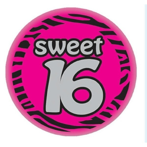 Pack of 6 Pink and Black Birthday Themed Sweet 16 Satin Button Costume Accessories 2 - All