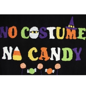 2' x 3' Black w/ Multi-Color No Costume No Candy Hand-Hooked Decorative Halloween Throw Rug - All