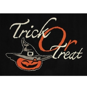 2' x 3' Black Orange and White Trick Or Treat Hand-Hooked Decorative Halloween Throw Rug - All