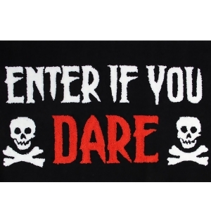 34 X 22 Red White and Black Enter If You Dare Decorative Halloween Throw Rug - All